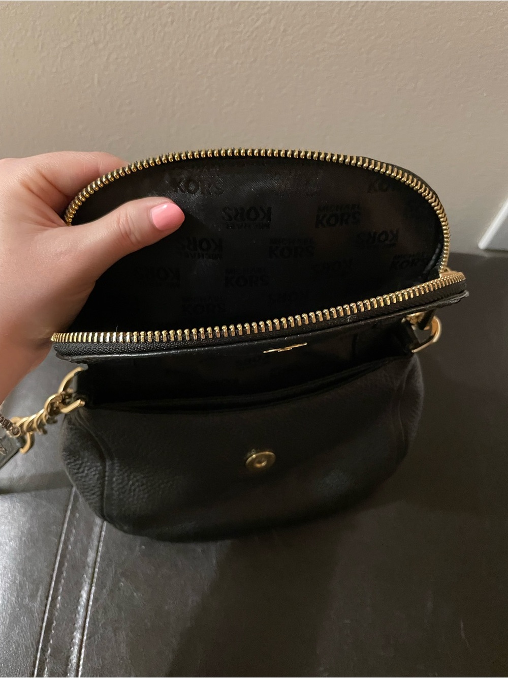 Michael Kors Black Pebbled Leather Crossbody with Gold Hardware - Picture 6 of 7